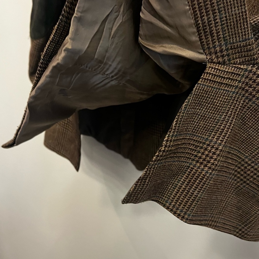 Lauren Ralph Lauren Wool Elbow Patch Houndstooth Dark Brown Check Blazer 48R - Picture 11 of 13